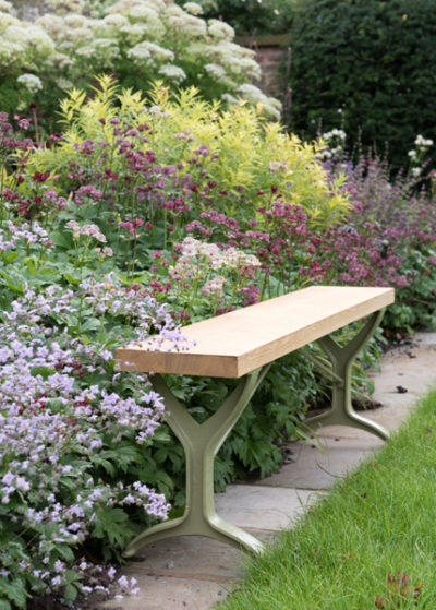 Oak Beam Trestle Bench - Leaf Green leaf green